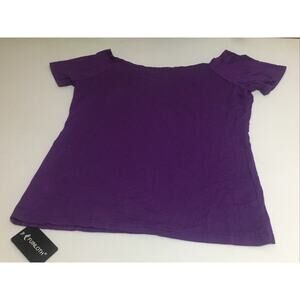 Fuinloth Women's Off Shoulder Tops, One Shoulder Shirts, Short Sleeve Size XL